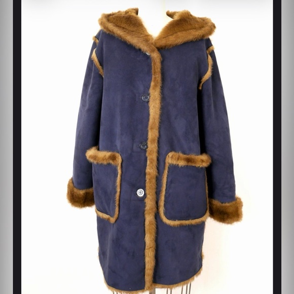 DENNIS BASSO Luxurious Brown Faux Fur Coat REVERSIBLE SIZE 1X With Hood NWOT - Picture 8 of 10